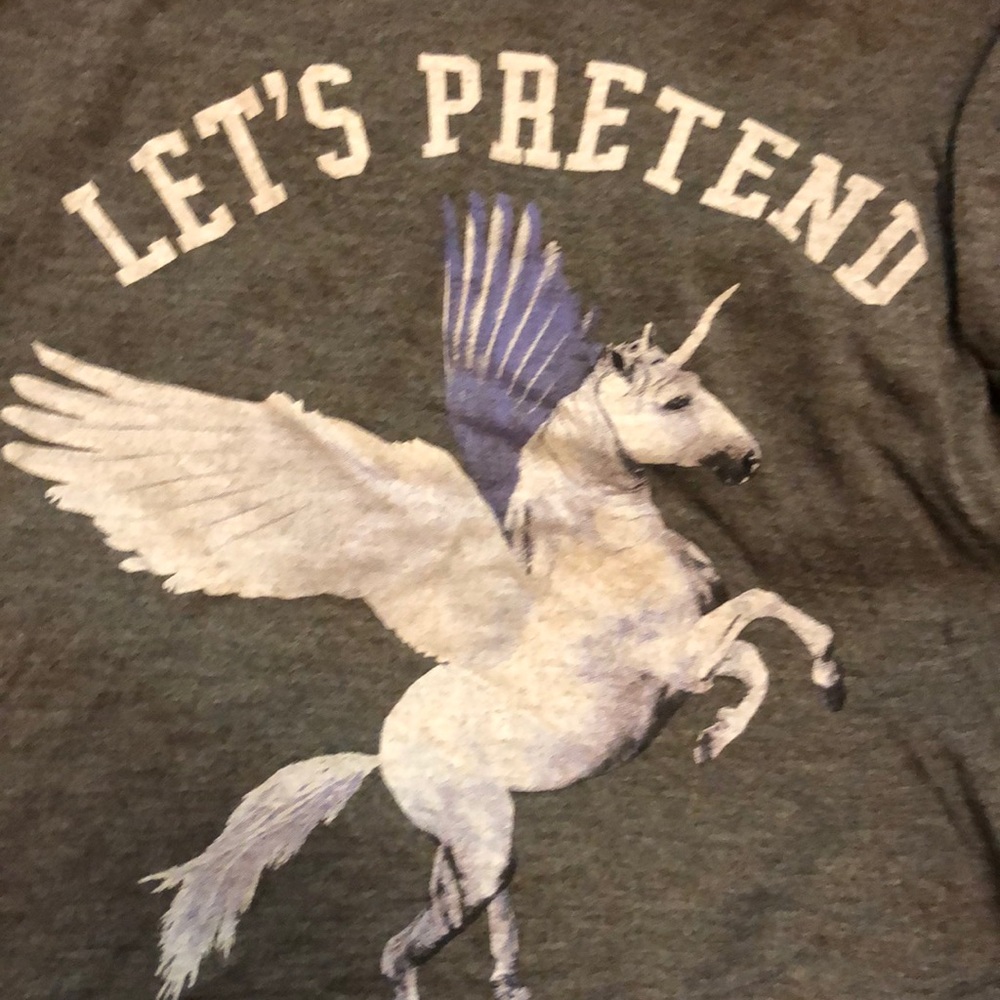 “Let’s Pretend” unicorn crop top t shirt - Picture 2 of 3